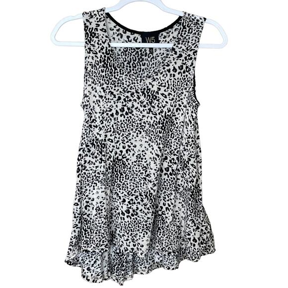 Anthropologie W5 White Black Leopard Tank Top Size Small - Picture 1 of 7